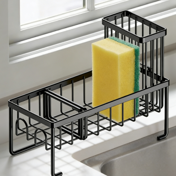 Black Stainless Steel Kitchen Sink Box with Brush Holder and Drain Tray